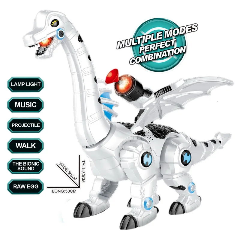 Multifunction Plastic Music Shooting Rotation Lays Egg Walking Mechanical Dragon Toys Electric Dinosaur Robot With Light For Kid