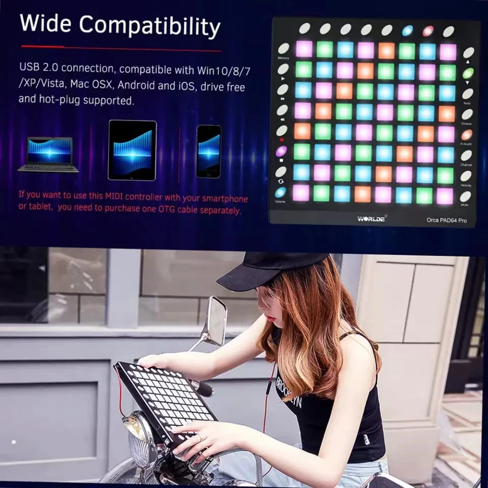 Midi-контроллер Worlde Orca 64 Pro, USB, для музыкальной студии