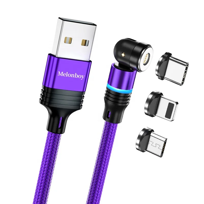 wholesale mobile accessories cell phone cable magnetic data cable 540 degree rotating charger for all phones