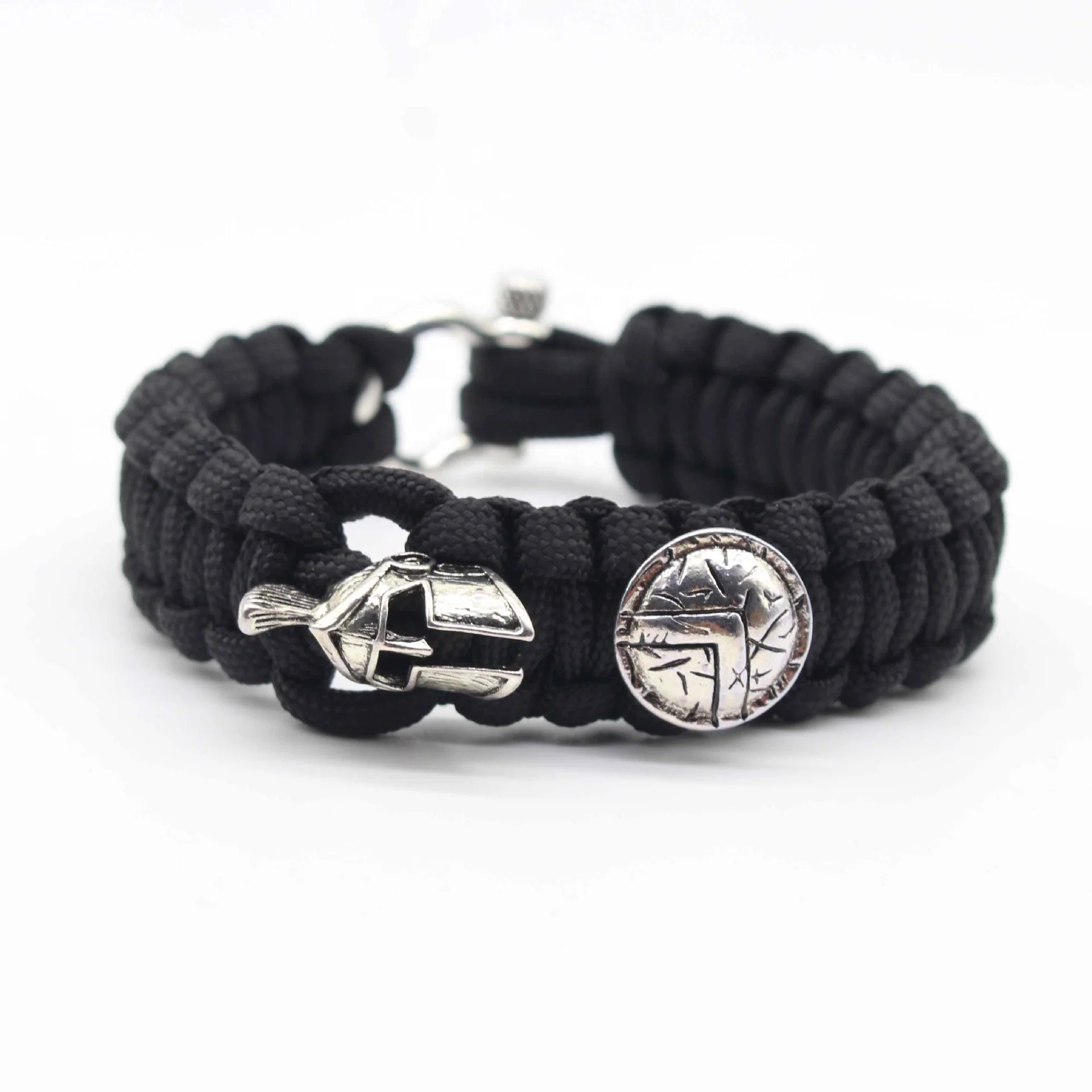 Outdoor EDC Camping Survival Simple Handmade Parachute Bracelet With Zircon Warrior And Helmet Decoration For Men