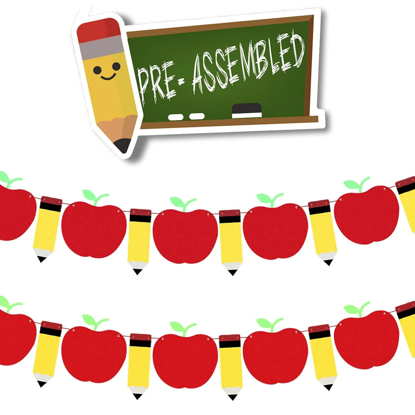 Party Supplies Welcome Back to School Felt fabric Pencil Banner 10 Feet DIY Ornament for First Day Of School Decorations