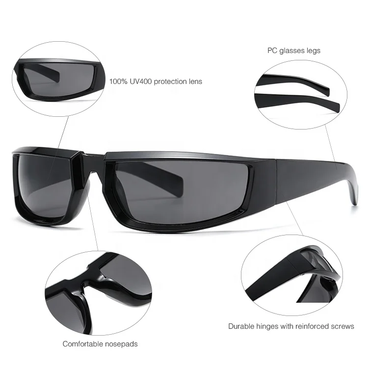 New Trendy Wrap Around Biker Cycling Y2K Sunglasses Retro Sports Glasses For Men Fashion Eyewear