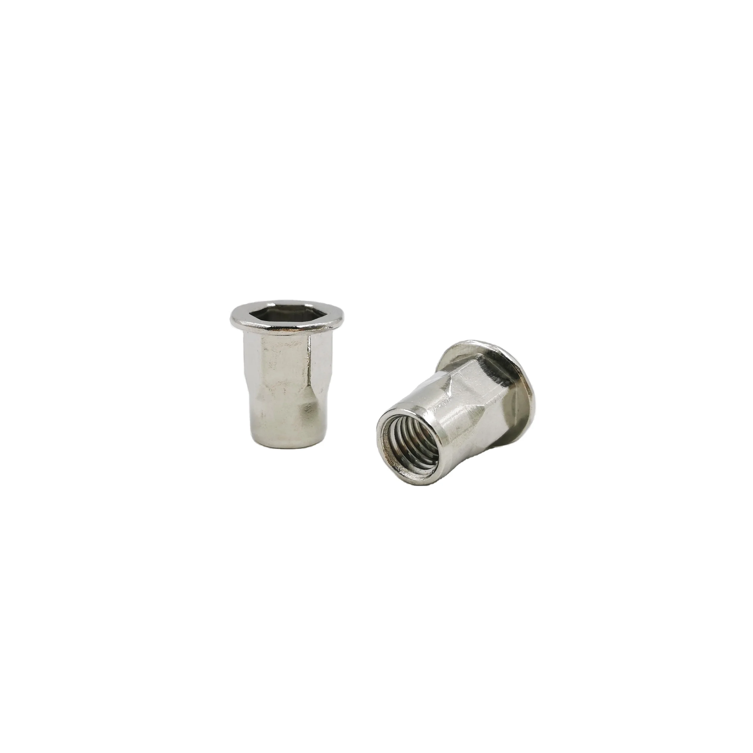 Rivet Nut Flat head inner hex body internal and external half Hexagon Body stainless steel open end hex rivet nut