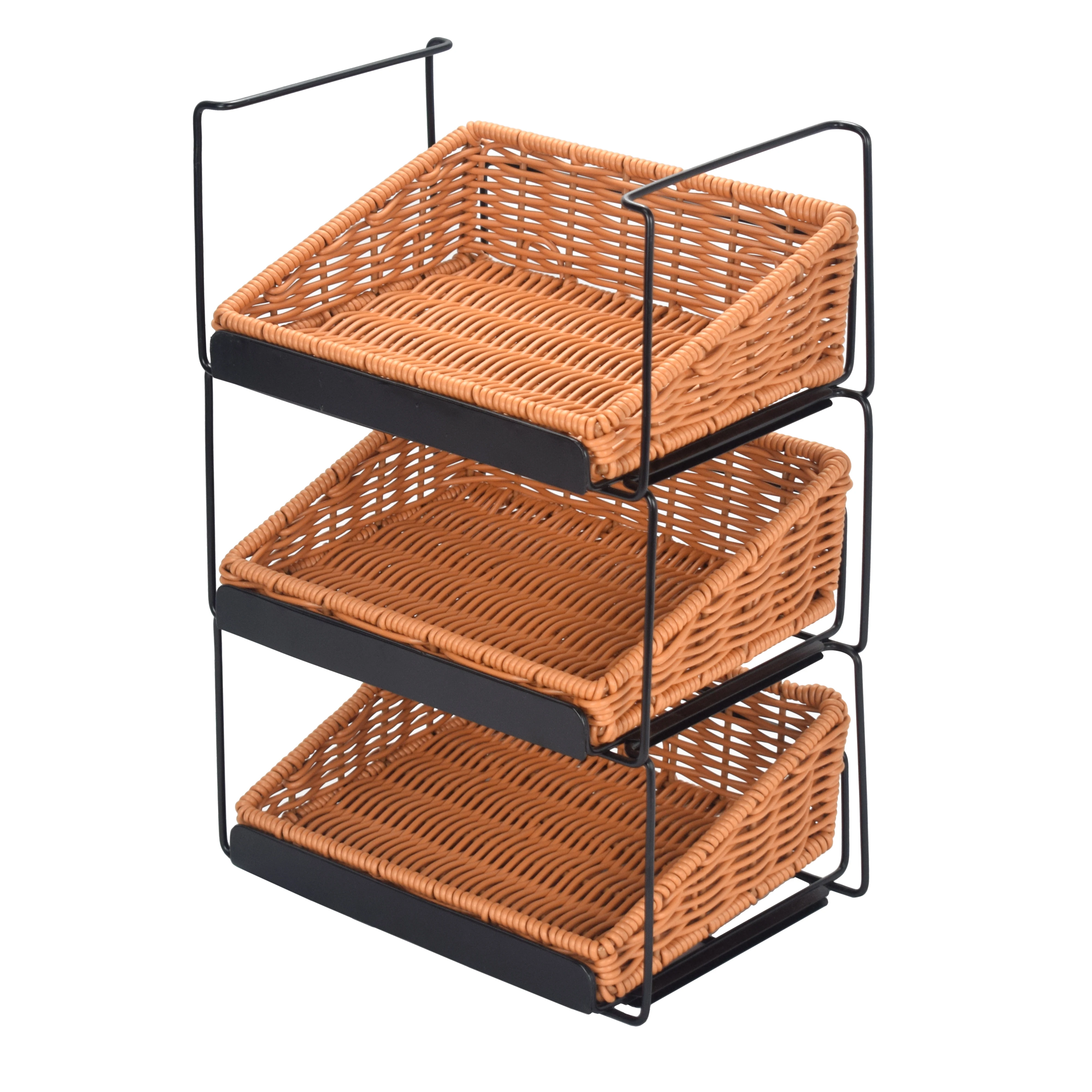 Drawer-type multi-layer woven shelves office desktop compartment storage box sundries storage basket