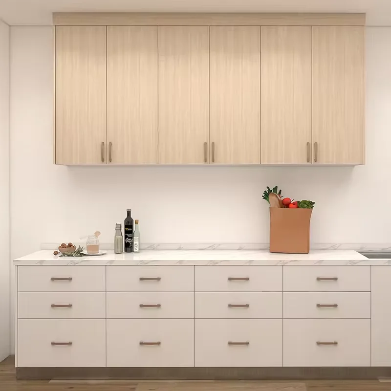 Luxury Modular Kitchen Cabinet Set with High Gloss Lacquer and Solid Wood Design Elements Bathroom Cabinets