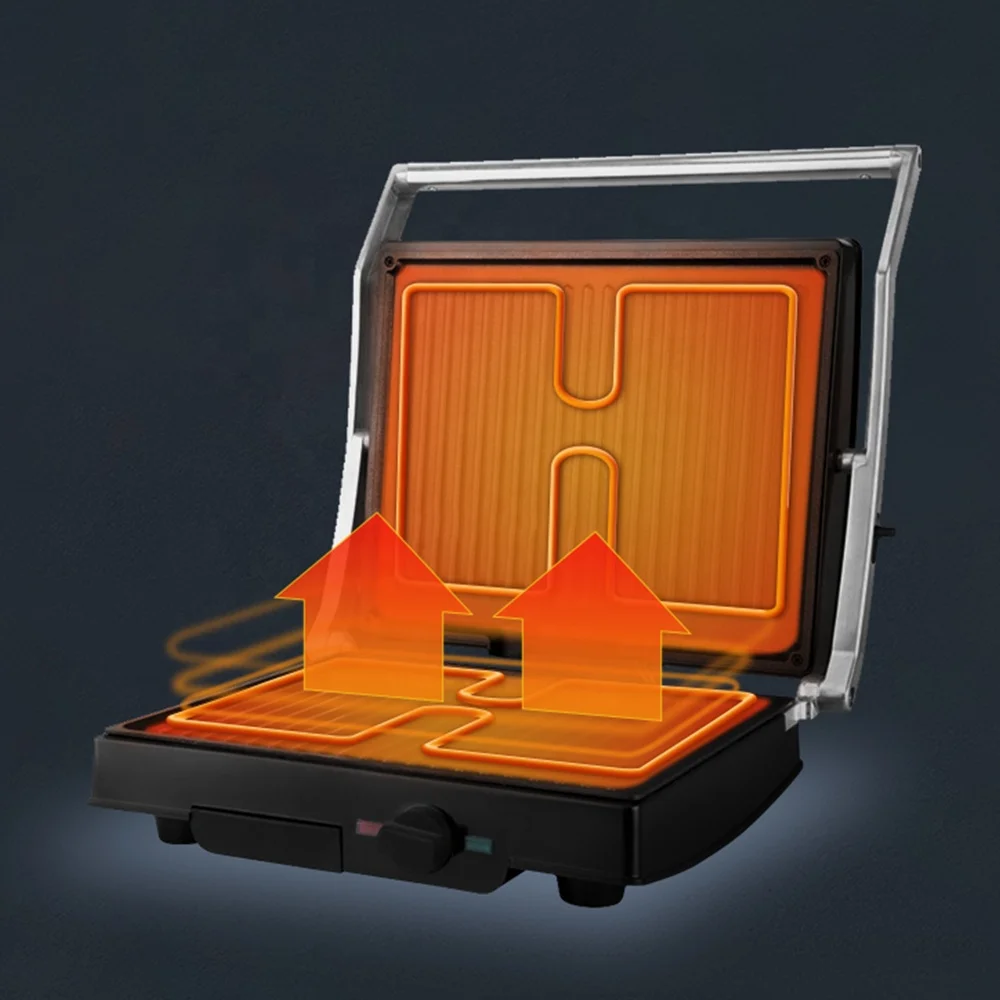 Professional Electric Multifunction Griddle Contact Grill with Oil Tray