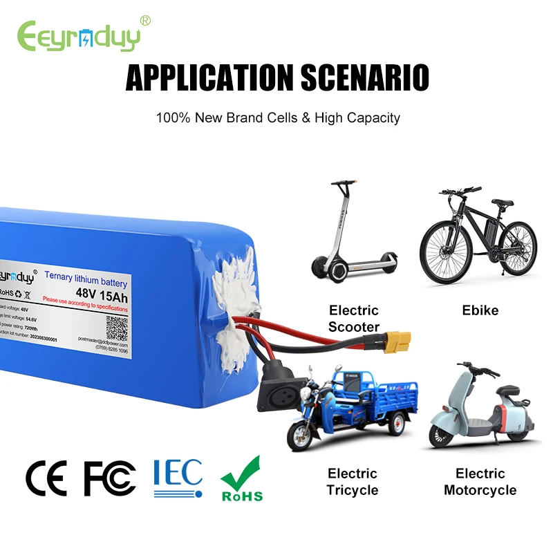 24V-72V 36V 48V 60V 18650 21700 Electric Scooter Ebike Lithium Ion Battery Pack NCM Anode Material 10Ah-100Ah Variants