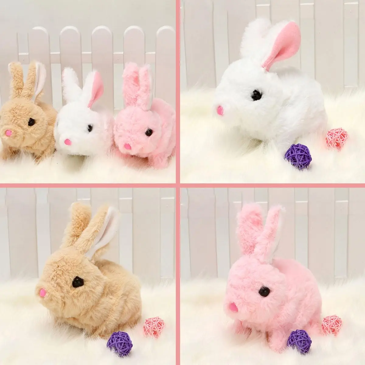 Interactive Bunny Rabbit Plush Toy Twitching Mouth and Nose Interactive Electric Animals Plush Gift For Kids