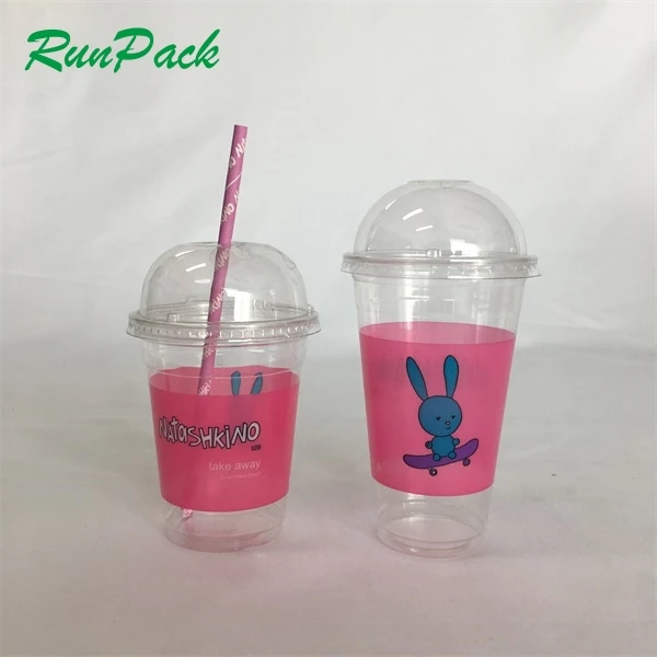 Одноразовые пластиковые чашки от производителя 12 16 20 24 унции с логотипом на заказ прозрачные из ПЭТ купольными крышками