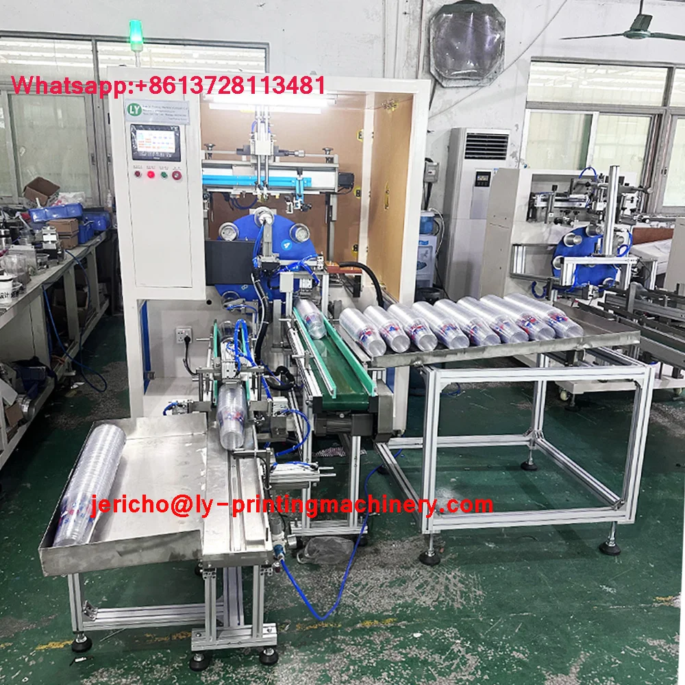 High speed full automatic cup 3 color screen printer with full line