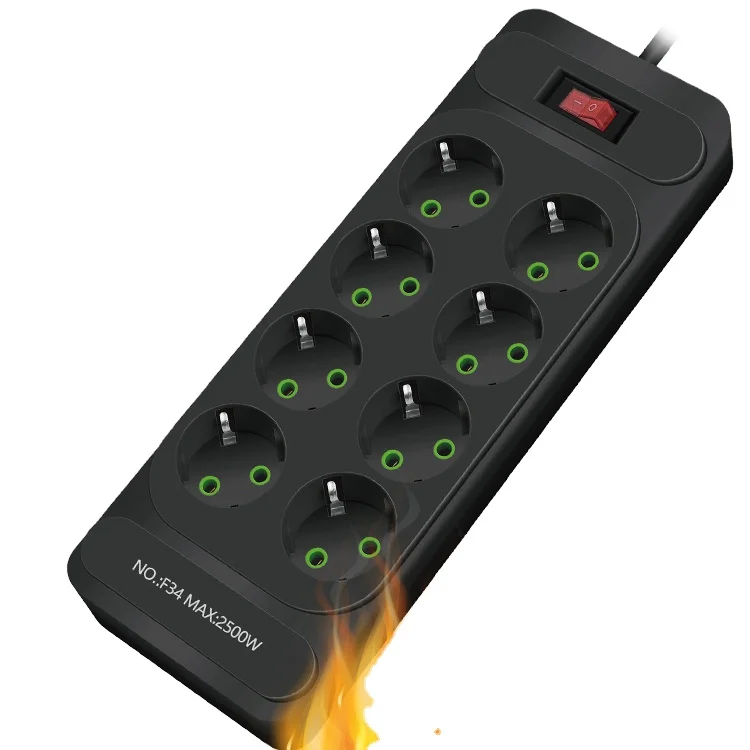 EU Extension Cord Electrical Multi Wall Plug Adapter Surge Protect