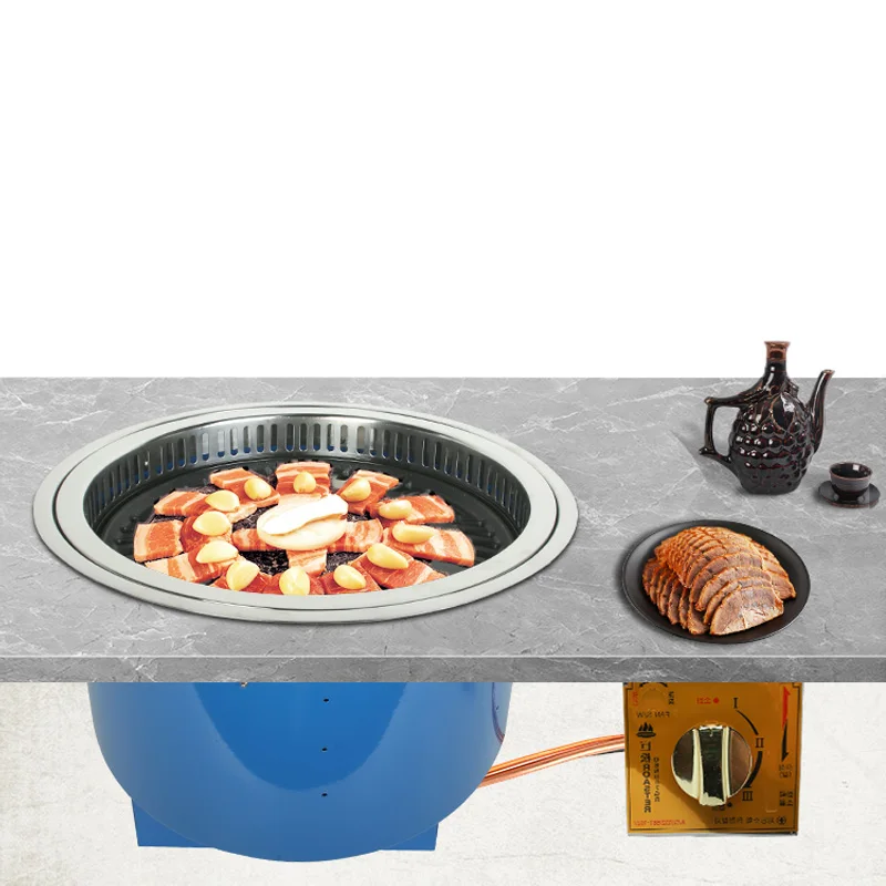 Commercial Upper Lower Smoke Exhausting Charcoal and LPG Nature Gas BBQ Grill for Restaurant