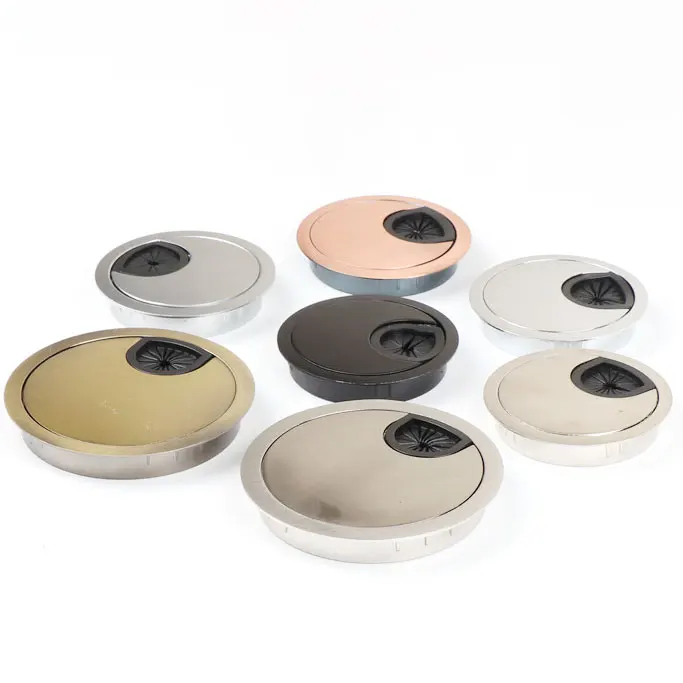 Factory Directly Sell Aluminium Table Wire Manager Rectangular Brush Wire Cable Table Hole Cover Management