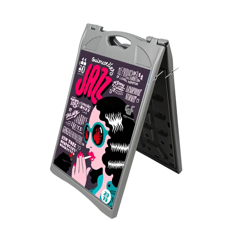 Custom wind resistant pavement sandwich plastic sidewalk sign a frame board