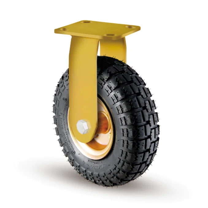 heavy duty pneumatic casters with brake, high strength inflatable caster wheels with pressed steel and rubber