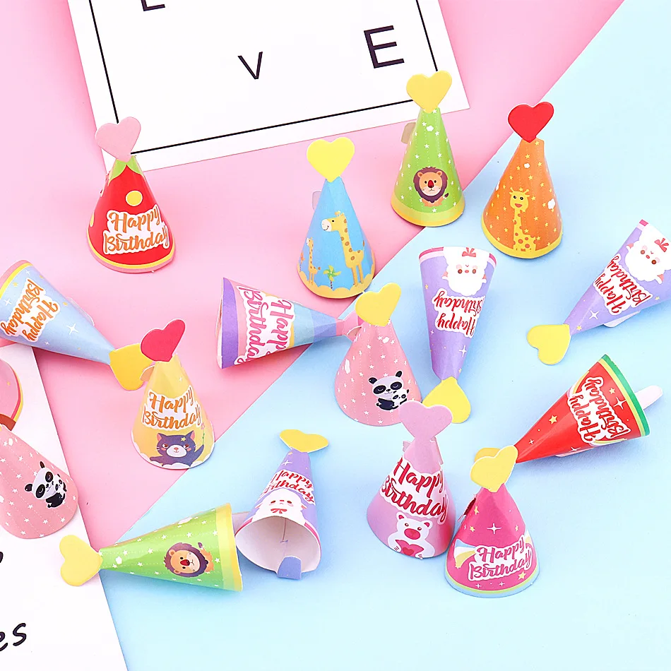 Wholesale Baking decoration Party cute Colorful Birthday Hats Plug In cake for birthday decoration sets Decorations Party