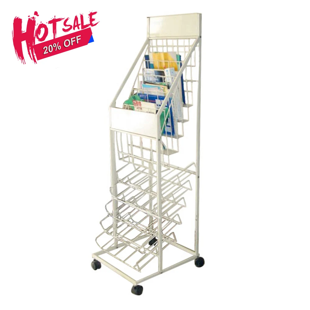 10 layers magazine metal shelf Bookstore Newspaper Pavilion Newspaper Display Rack