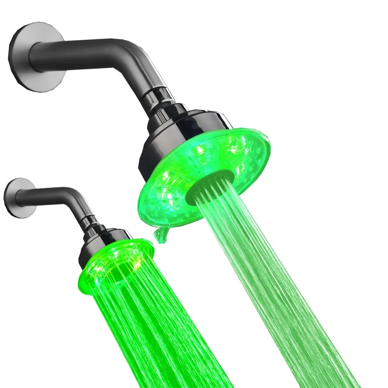 Adjustable 2 Water Jets Temperature control 3 colour led Shower Head in rgb