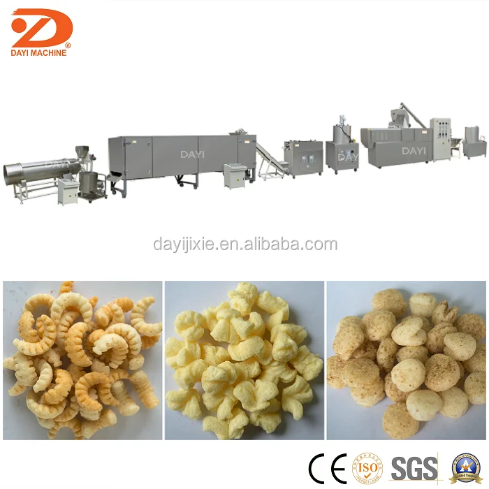 chinese puffed corn snacks making machine and oven puffed snacks packaging machine puffed snack pellet machine