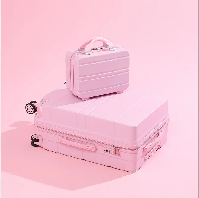 2 pcs Carry on make up beauty suitcase 20 inch trolley suitcase cosmetics travel luggage sets for women