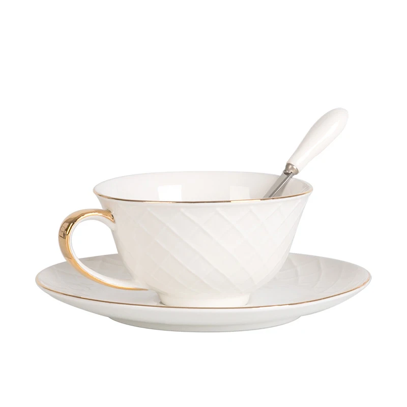 New bone china tea cup and saucer Ceramic Tea Cup and saucer with spoon