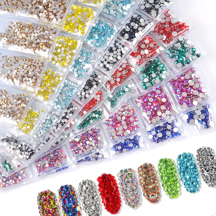 Высокое качество SS4-SS12 смеси супер блестящий дизайн ногтей стразы горячей фиксации, плоская задняя часть, горный хрусталь, камень для дизайна ногтей, с украшением в виде кристаллов