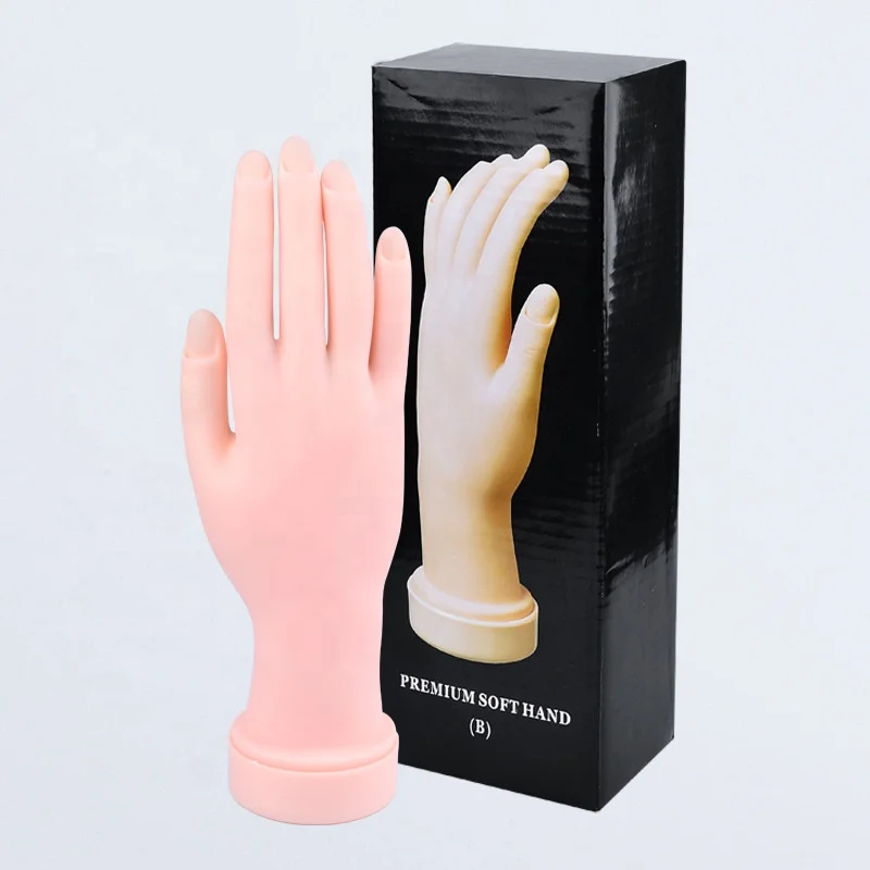 Beginners Training Silicone Prosthetic Flexible Nail Art Rubber Hand Model Movable Practice Artificial Hands Mannequin
