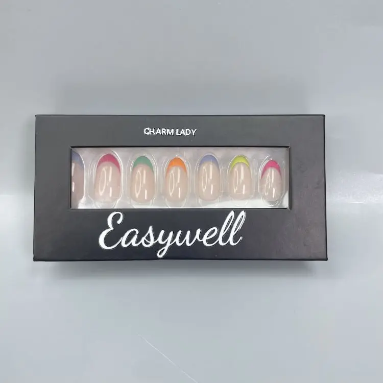 Hot selling luxury Custom Nails Private Label Long handmade Acrylic fingernails with glue Press On Nails