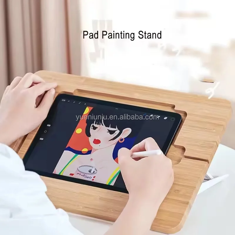 Multi-Angle Adjustable Wooden Holder Drawing Stand Tablet Stand Portable for Book Reading Stand