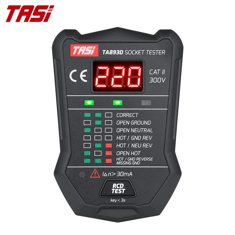 Тестер напряжения TASI TA893D 175 В ~ 250 тестер RCD GFCI британская вилка настенной