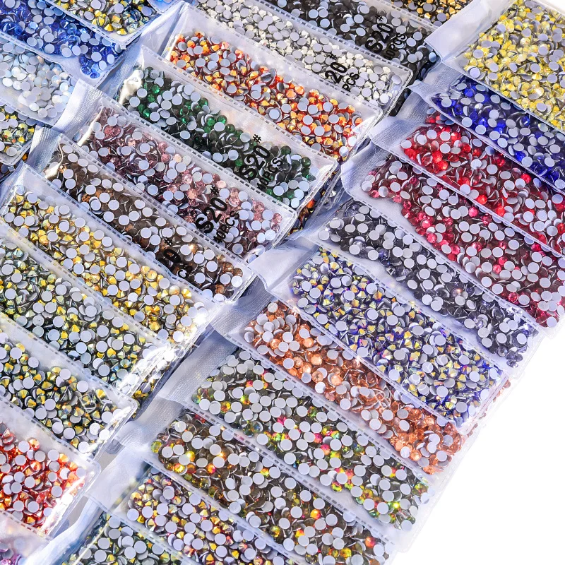 Wholesale Bulk Large Bag Glass Crystal Various Colors Sparkly Hot Fix Rhinestone For Clothing