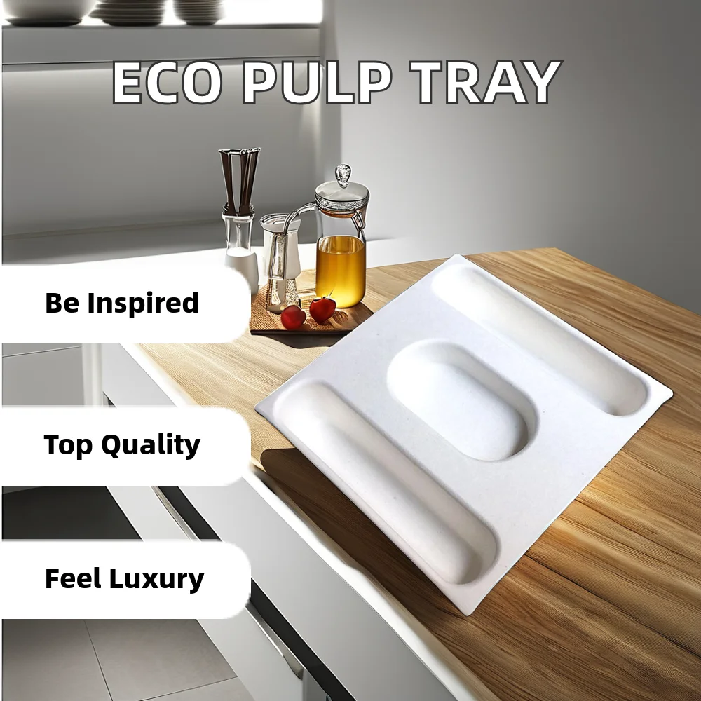 Biodegradable Recycled Tray Molded Packaging Wet-Pressed Sugarcane Bagasse Paper Factory Protect Unbleached Eco-Friendly
