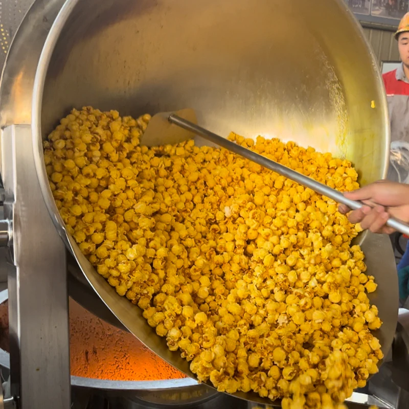 China Full Automatic Popcorn Production Line Caramel Corn Pop Machine Industrial Electric Gas Popcorn Making Machine