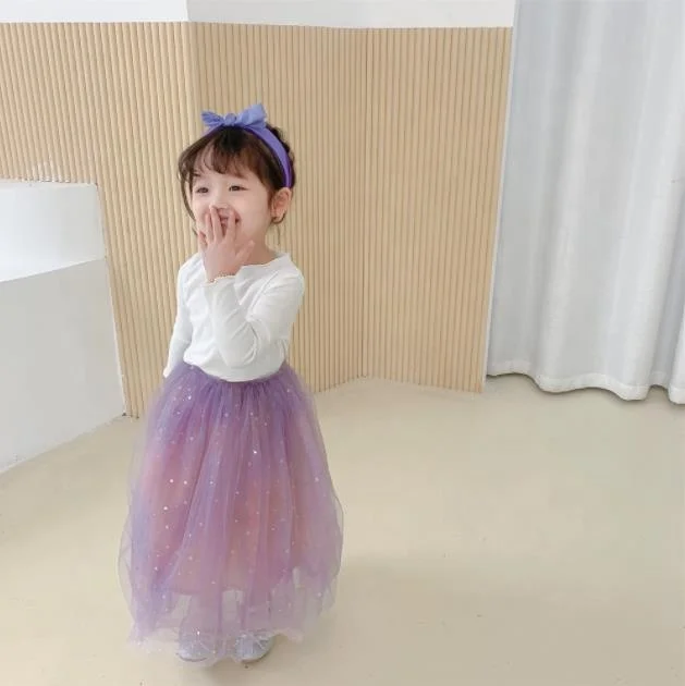 
2021 wholesale custom brand glitter decoration tulle 3 layers baby girl tutu skirt 