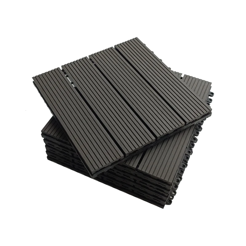 Waterproof DIY Wood Composite Floor Interlocking Plastic Outdoor Decking Tiles luxury vinyl