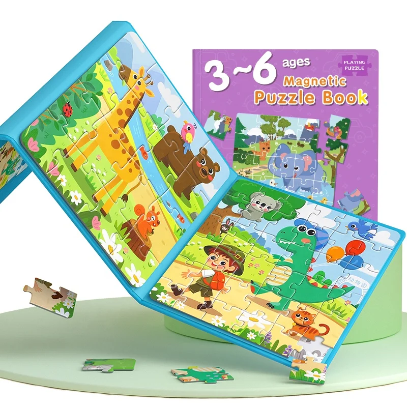 Newest design huixue educational 3-6 age kids playing magnetic jigsaw puzzle book
