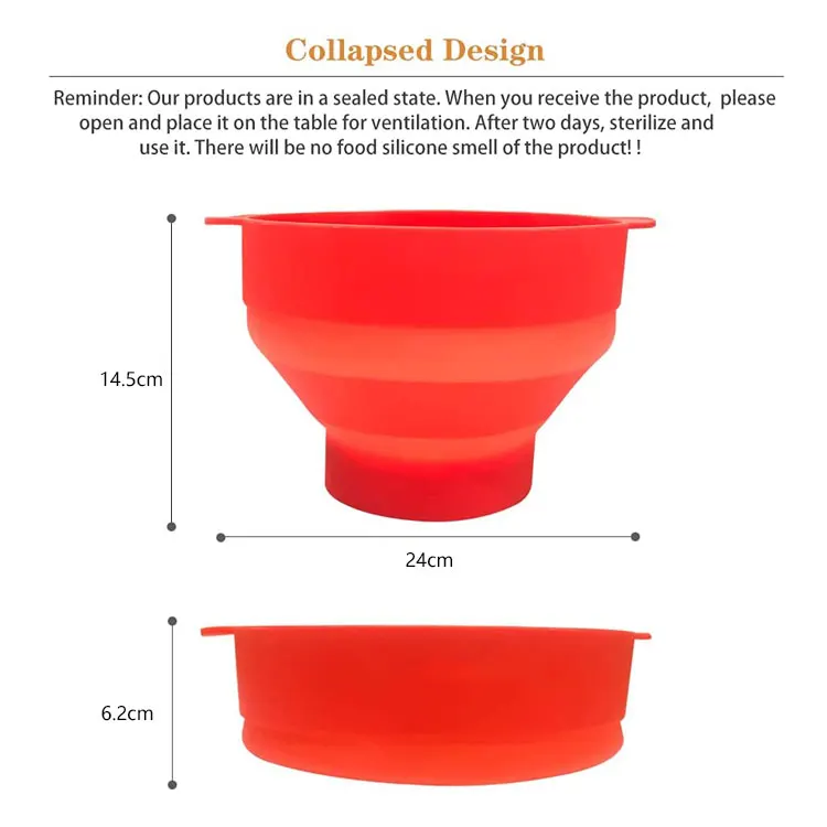 High Quality Silicone Collapsible Popcorn Maker With Lid Silicone Popcorn Bowl