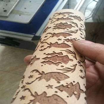Wooden Laser Engraved Rolling Pin Christmas theme Reindeer Snowflake patterns Embossed Rolling Pins