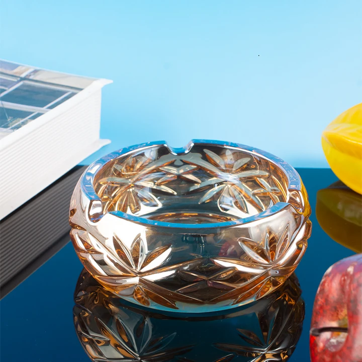 Factory Office Ashtrays Bulk Wholesale Round Color Cigar Glass Ashtray Custom Logo