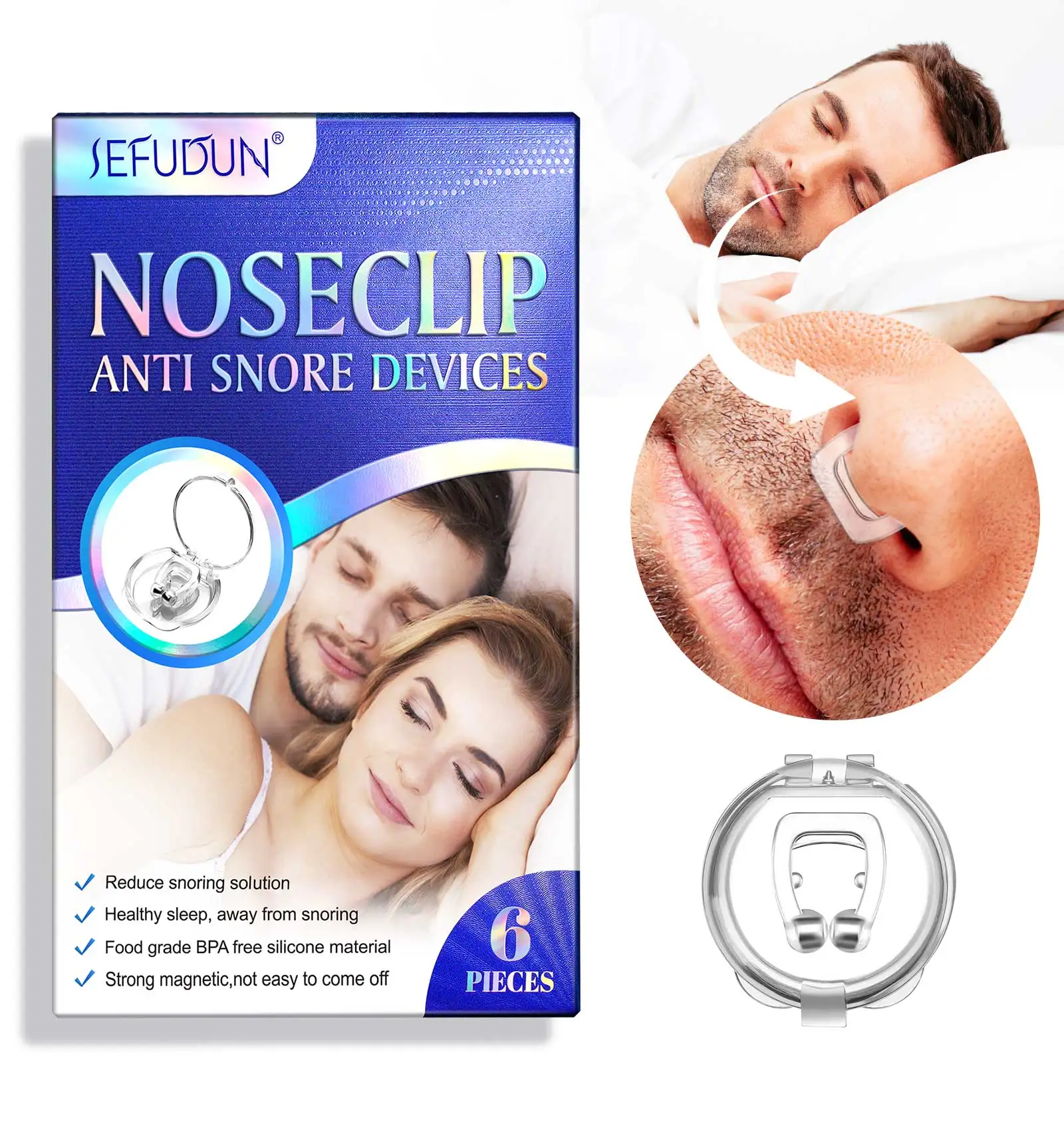 SEFUDUN Solution Devices Snoring Device,good Sleeping Man and Woman Silicone Magnetic Anti Snore Nose Clip