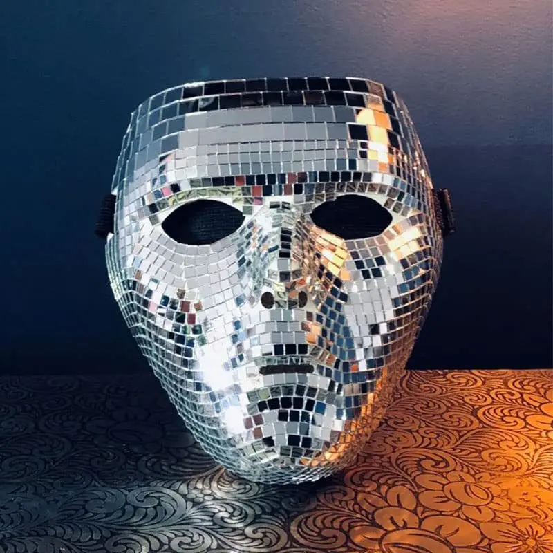 Hot Sale Mirror Ball Disco Mask Bar Prom Glitter Face Mask Party Supplies