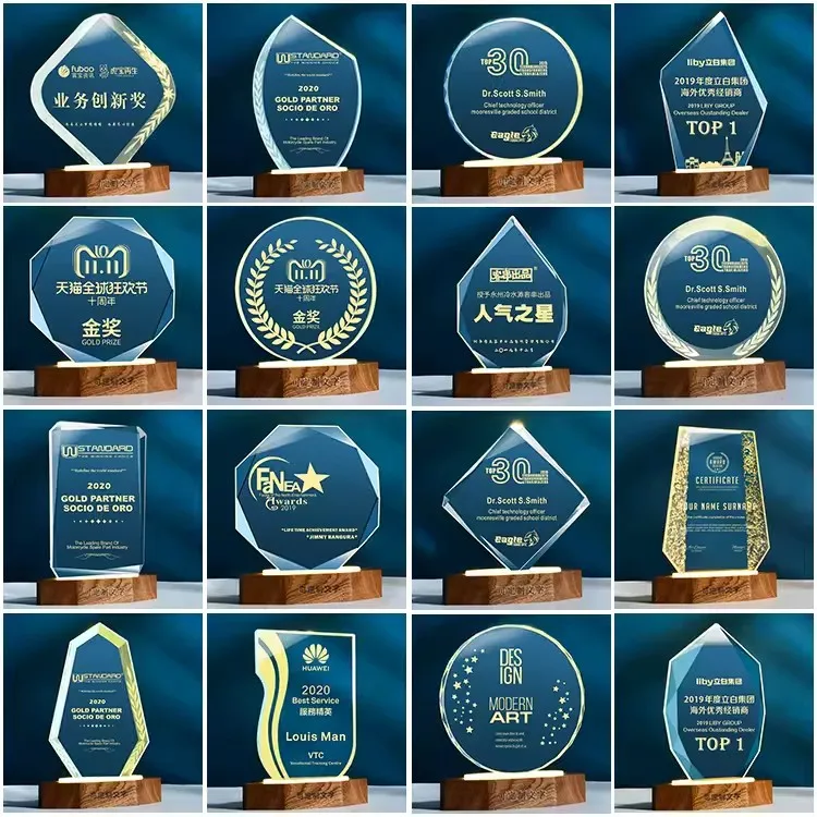 Hot Sales K9 Transparent Crystal Trophy Crystal Trophies Awards Laser Engraving Trophy Award With Base