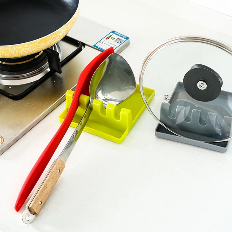 
New Non-slip Heat- safe BPA-Free Extra Large Size Flexible Kitchen Utensil Rest Silicone Spoon Holder with Drip Pad 