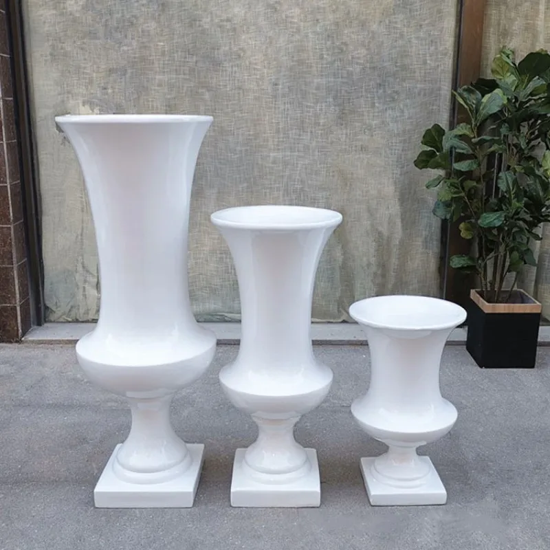 BLG211215-1 White Shape White Giant Floor Standing Vase Vases Wholesale Antique Glass Fiber Carton New Wedding Design 10 Pcs