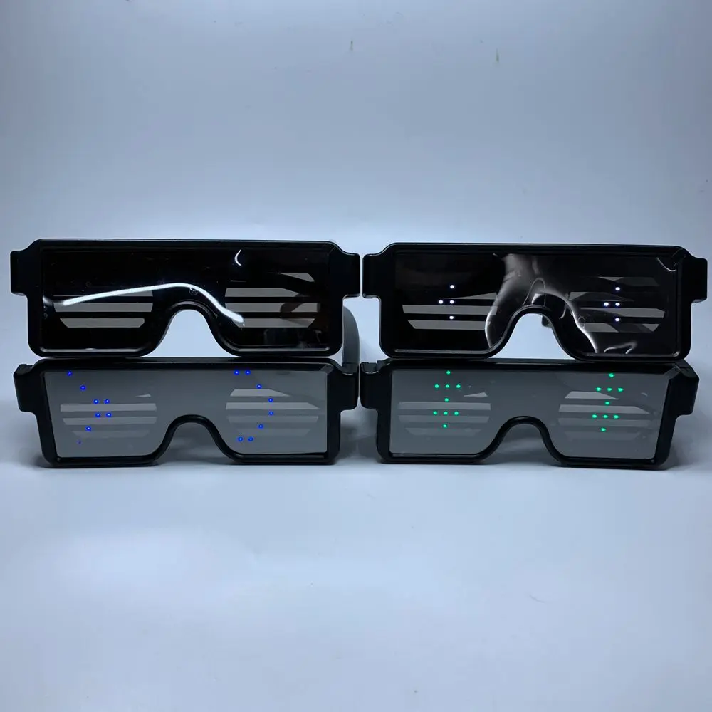 Party holiday supplies LED glowing glasses USB rechargeable scrolling message pattern cheering props glasses
