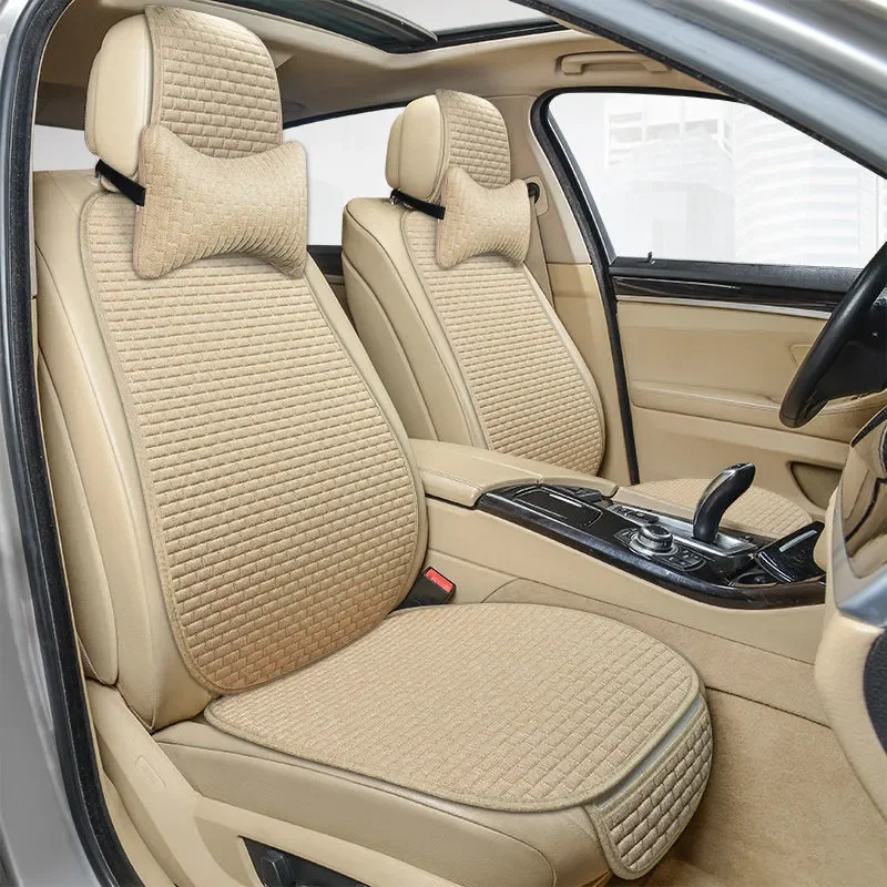 Hot Sales Auto Universal Seat Cushion Linen Backrest Car Interior Seat Cushion Cover Car Seat Protector Mat for All-season Use