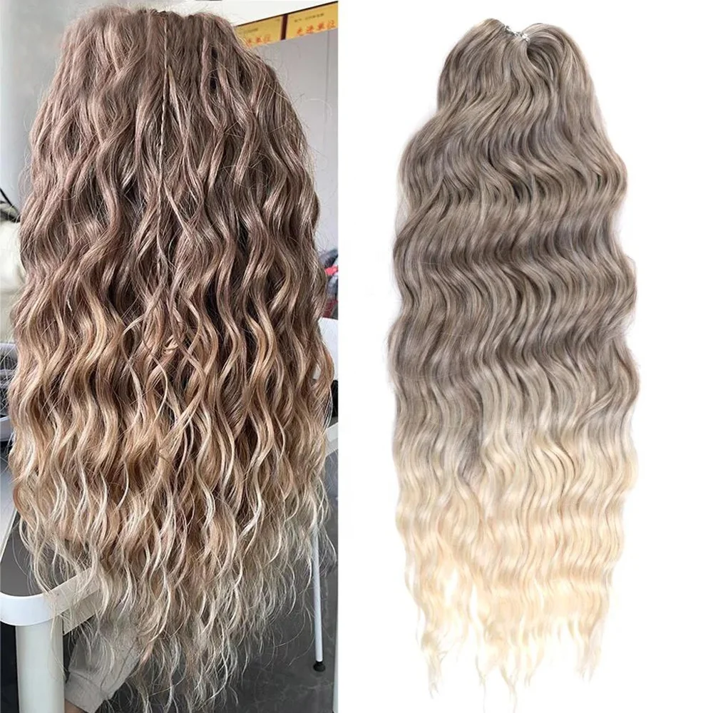 Synthetic Anna Loose Deep Wave Braiding Hair Extensions 24 Inch Water Wave Braid Hair Ombre Blonde Twist Crochet Curly Hair