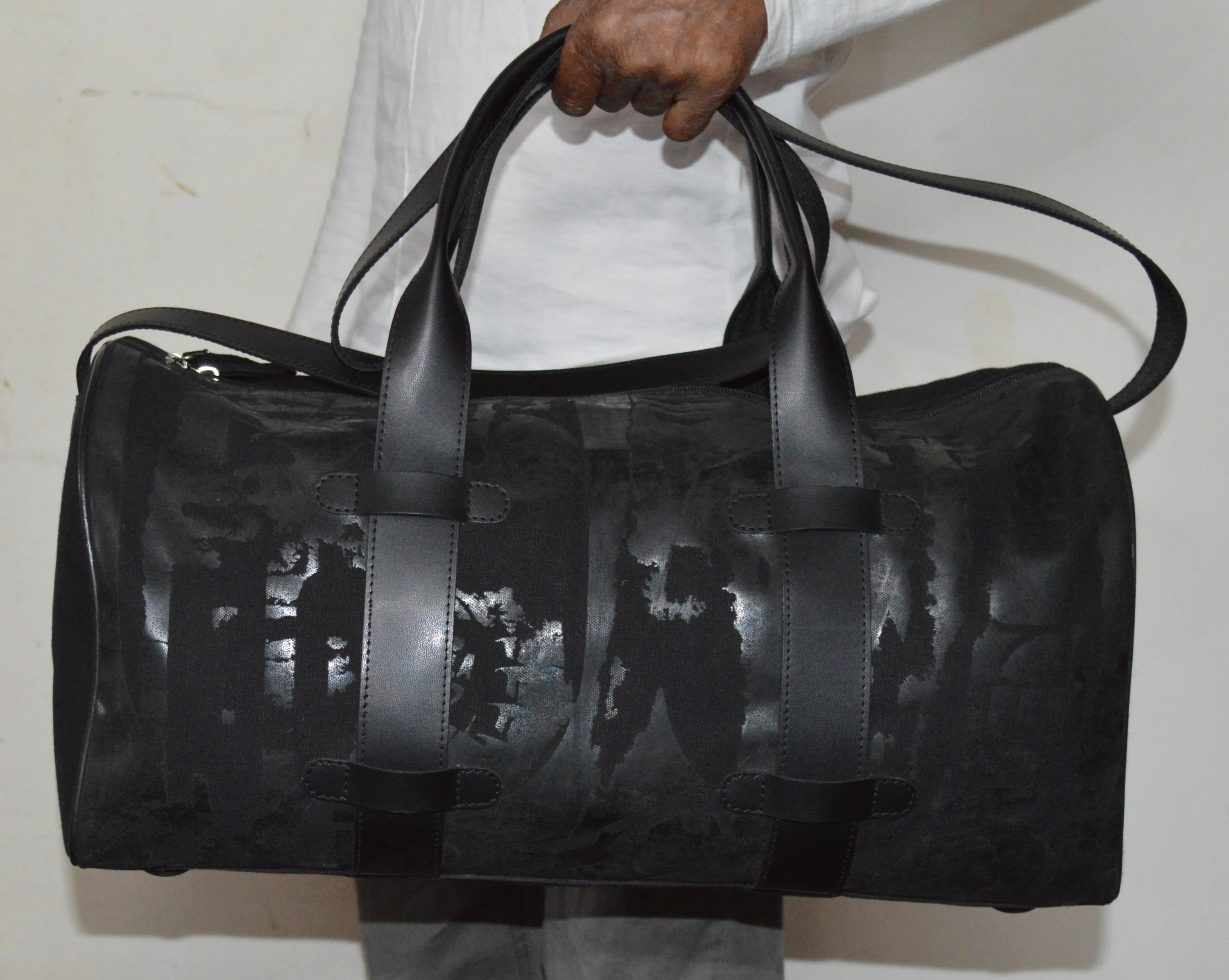 
wholesale travel leather and canvas weekend bag duffle bag sports gym bag 