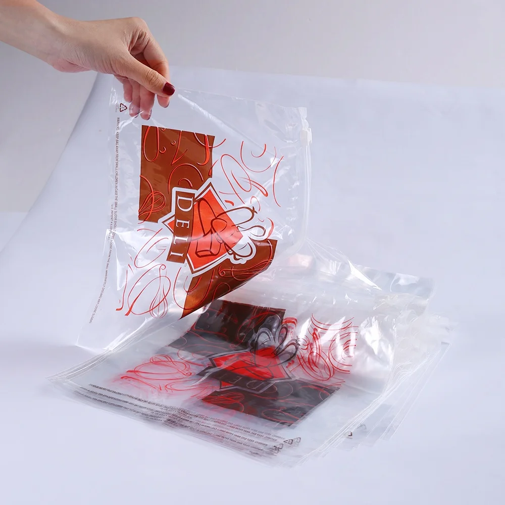 YTBagmart Disposable Transparent Poly Grip Seal Pe Pp Deli Fresh Slider Saddle Pack Deli Bag Custom Plastic Wicket Bag