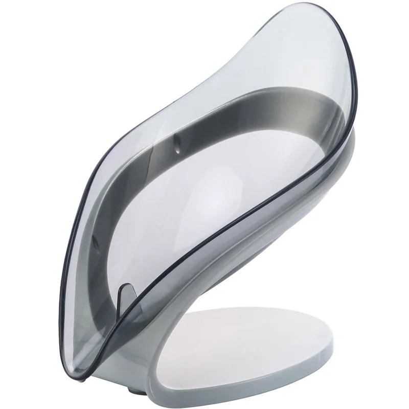 Modern Leaf-Shaped Wall-Mounted Soap Box Holder Free Suction Cup for Leaching Soap for Bathroom or Toilet Use